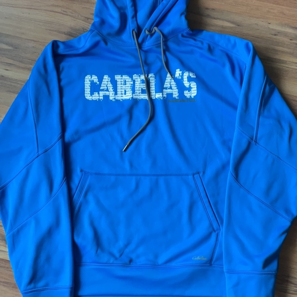 Cabela's Blue Pullover Sweater with Distressed Logo
